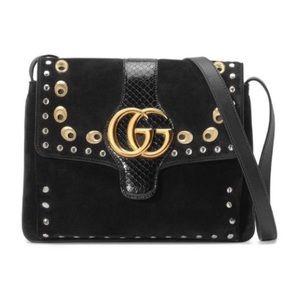 Gucci medium arli grommet suede shoulder bag
